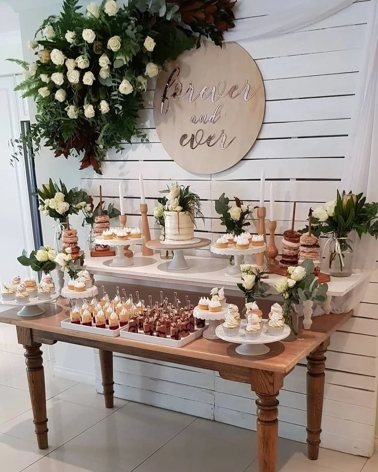 Styled wedding dessert display
